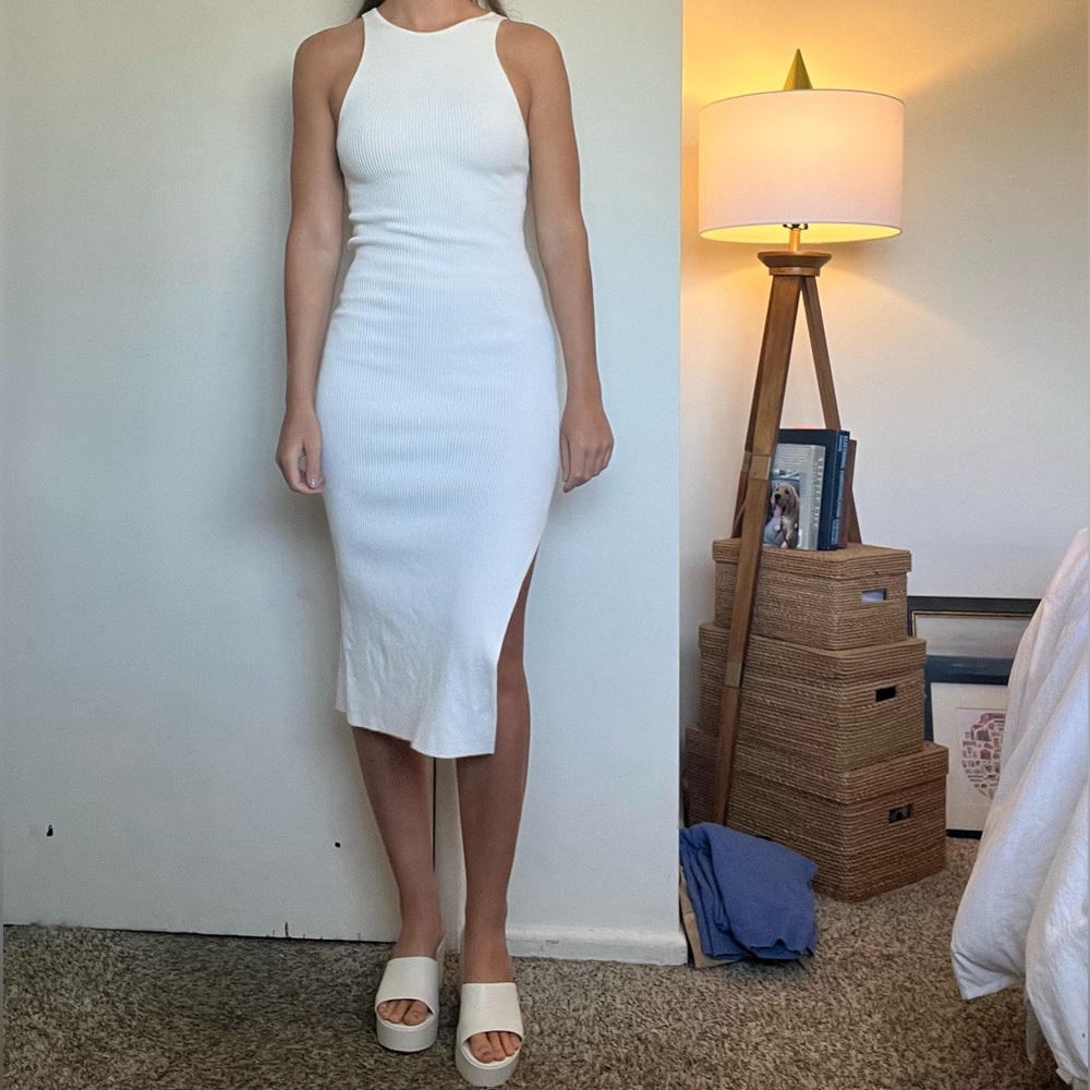 White midi dress